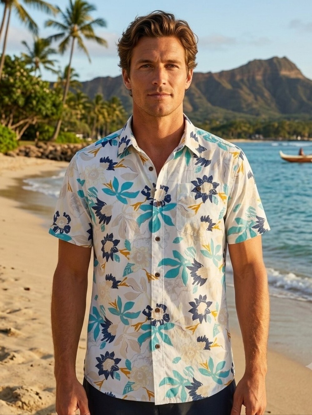 Patagonia Malihini Pataloha Button Down Shirt Jellyfish Flower Birch White